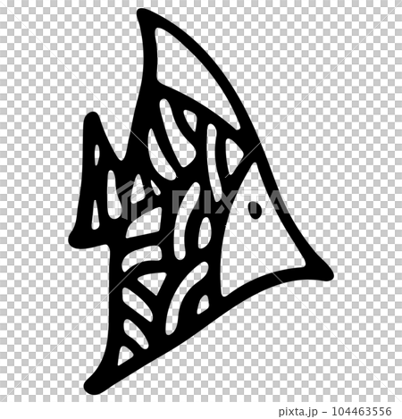 Hand Drawn Black and White Fish Icon Isolated on White Background. Simple Fish Illustration for Kid Coloring Book. Sea Food Illustration Symbol. Farm Element for Coloring Page. 104463556