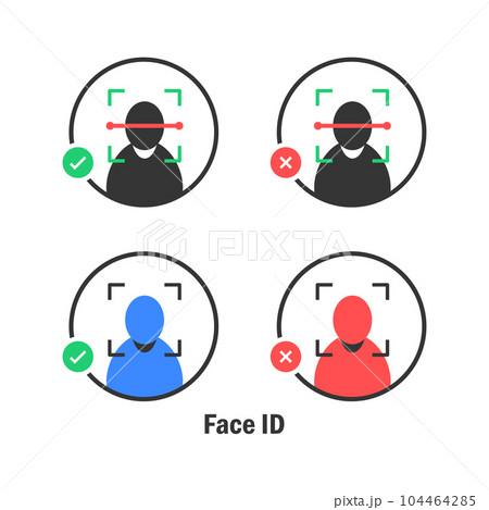 Face ID line icon. Recognition, checkmark, recognize, biometrics, dna, eyes, iris, frame, scan, scanner, scanning identity 104464285