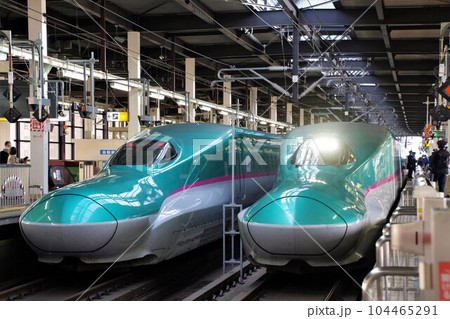 東北新幹線はやぶさ 盛岡駅到着 東北新幹線はやぶさ 盛岡駅到着 104465291