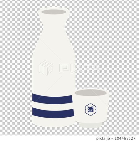 Illustration of sake bottle and Inoguchi Illustration of sake bottle and Inoguchi 104465527