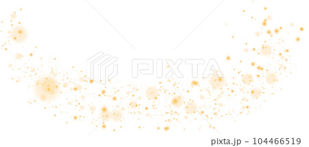 Golden glitter wave abstract illustration. Golden stars dust trail sparkling particles isolated on transparent background. Magic concept. PNG. 104466519
