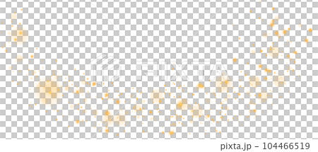 Golden glitter wave abstract illustration. Golden stars dust trail sparkling particles isolated on transparent background. Magic concept. PNG. 104466519