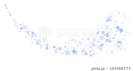 Blue glitter wave abstract illustration. Blue stars dust trail sparkling particles isolated on transparent background. Magic concept. PNG. 104466573