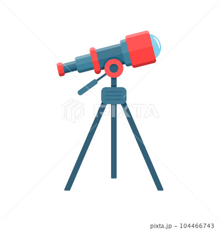 Telescope icon in flat style. Cosmos discover vector illustration on isolated background. Astronomy sign business concept. 104466743