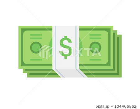 Paper bills icon in flat style. Stack of currency banknotes vector illustration on isolated background. Green dollars sign business concept. 104466862