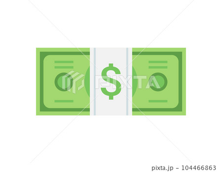 Paper bills icon in flat style. Stack of currency banknotes vector illustration on isolated background. Green dollars sign business concept. 104466863