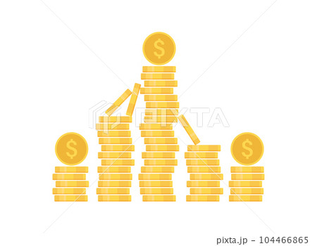 Coin icon in flat style. Money stack vector illustration on white isolated background. Cash currency sign business concept. 104466865