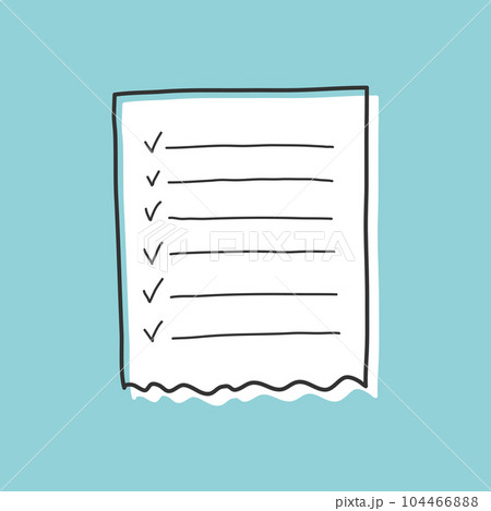 Hand drawn memo paper sheet icon in flat style. Sticky note vector illustration on isolated background.  To do list sign business concept. 104466888