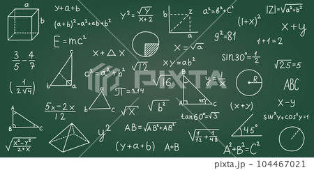 Hand drawn math symbols icon in flat style. Mathematics formula vector illustration on isolated background. School education sign business concept. 104467021