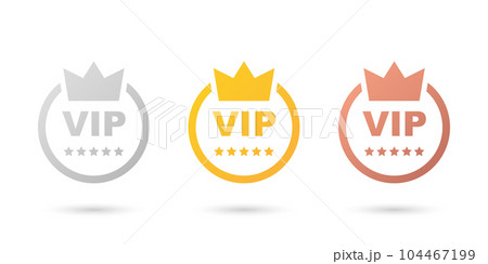 VIP badges icon in flat style. Gold, silver and...のイラスト素材 [104467199 ...
