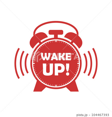 Wake up icon in flat style. Good morning vector illustration on isolated background. Alarm clock ringing and mornings wakes sign business concept. 104467393