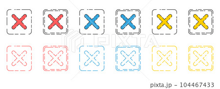 Rejected cross mark icon in flat style vector collection 104467433