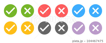 Set of approved and rejected signs and symbols. Vector illustration collection Set of approved and rejected signs and symbols. Vector illustration collection 104467475