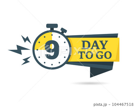 9 days left icon in flat style. Offer countdown date number vector illustration on isolated background. Sale promotion timer sign business concept. 104467518