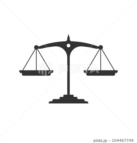 Scale icon in flat style. Weight balance vector illustration on isolated background. Equilibrium comparison sign business concept. 104467749