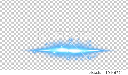 Blue horizontal lens flares. Laser beams, horizontal light rays. Beautiful light flares. Glowing streaks on transparent background. Png. 104467944