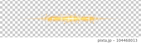 Yellow horizontal lens flares. Laser beams, horizontal light rays. Beautiful light flares. Glowing streaks on transparent background. Png. 104468013