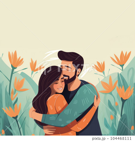 Best friend or couple are hug and express feeling friendship day concept. 104468111
