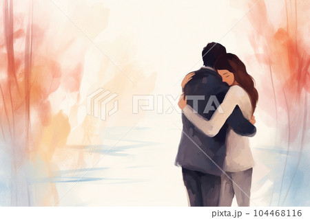 Best friend or couple are hug and express feeling friendship day concept. 104468116