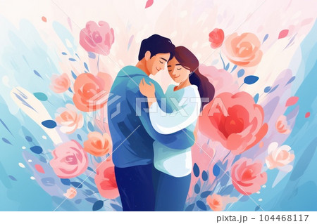 Best friend or couple are hug and express feeling friendship day concept. 104468117