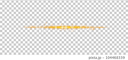 Yellow horizontal lens flares. Laser beams, horizontal light rays. Beautiful light flares. Glowing streaks on transparent background. Png. 104468339