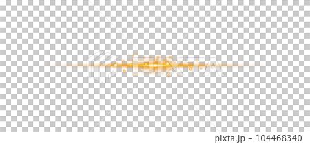 Yellow horizontal lens flares. Laser beams, horizontal light rays. Beautiful light flares. Glowing streaks on transparent background. Png. 104468340