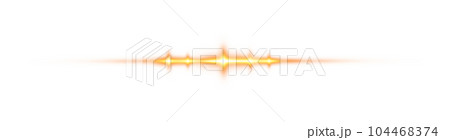 Yellow horizontal lens flares. Laser beams, horizontal light rays. Beautiful light flares. Glowing streaks on transparent background. Png. 104468374