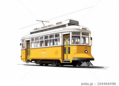 Illustration of a portuguese city with a tram, Portugal Illustration of a portuguese city with a tram, Portugal 104468496