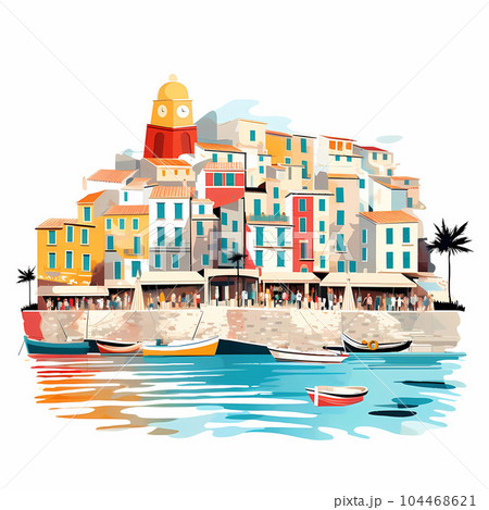 Beautiful view of the small town of Saint-Tropez, France 104468621