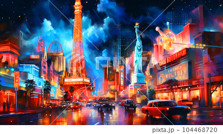 Illustration of a beautiful view of Las Vegas, USA Illustration of a beautiful view of Las Vegas, USA 104468720