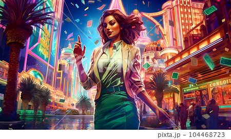 Illustration of entertainment and gambling in the casino city Illustration of entertainment and gambling in the casino city 104468723