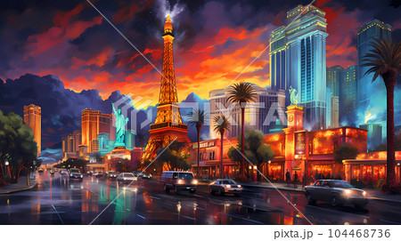 Illustration of a beautiful view of Las Vegas, USA 104468736