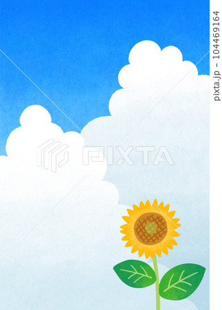 夏のイラスト素材 入道雲とひまわり 夏のイラスト素材 入道雲とひまわり 104469164