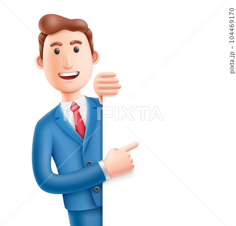 Businessman presentation cartoon character 3d illustration 104469170