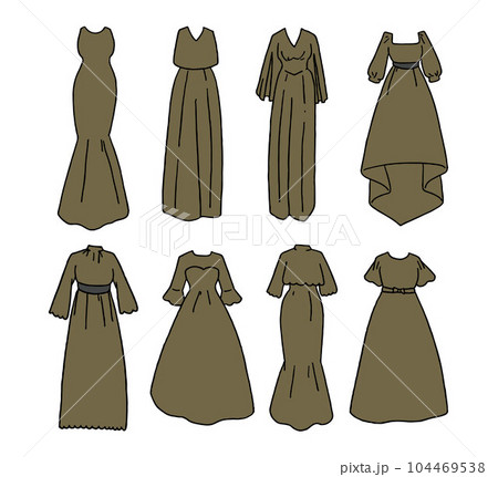 茶色のカラードレスのイラストセット 104469538