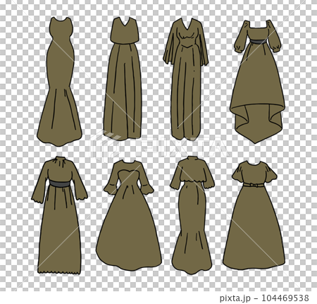 茶色のカラードレスのイラストセット 104469538