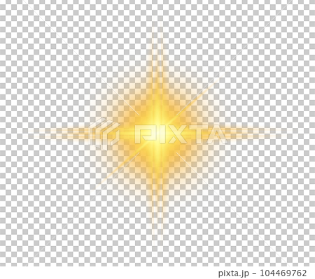 Golden star and sparks isolated on transparent background. Flares and sunbursts. Glowing light effects. PNG. 104469762