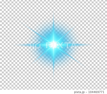 Blue star and sparks isolated on transparent background. Flares and sunbursts. Glowing light effects. PNG. 104469771