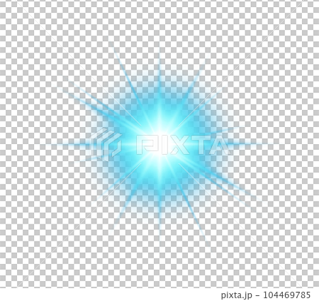 Blue star and sparks isolated on transparent background. Flares and sunbursts. Glowing light effects. PNG. 104469785