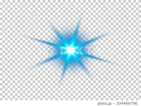 Blue star and sparks isolated on transparent background. Flares and sunbursts. Glowing light effects. PNG. 104469796