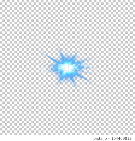Blue star and sparks isolated on transparent background. Flares and sunbursts. Glowing light effects. PNG. 104469812