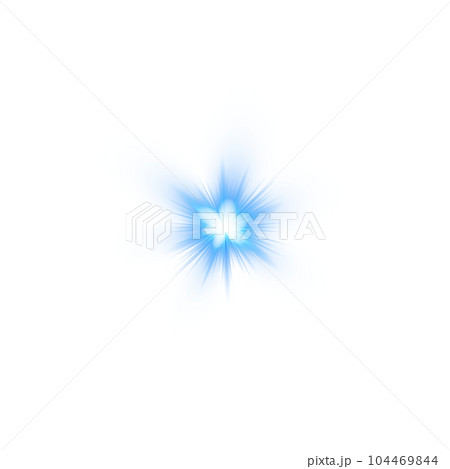 Blue star and sparks isolated on transparent background. Flares and sunbursts. Glowing light effects. PNG. 104469844