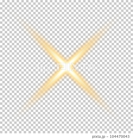 Golden star and sparks isolated on transparent background. Flares and sunbursts. Glowing light effects. PNG. 104470043