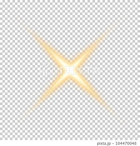Golden star and sparks isolated on transparent background. Flares and sunbursts. Glowing light effects. PNG. 104470048