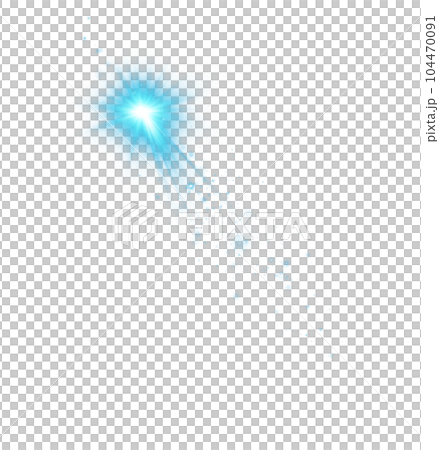Blue star and sparks isolated on transparent background. Flares and sunbursts. Glowing light effects. PNG. 104470091