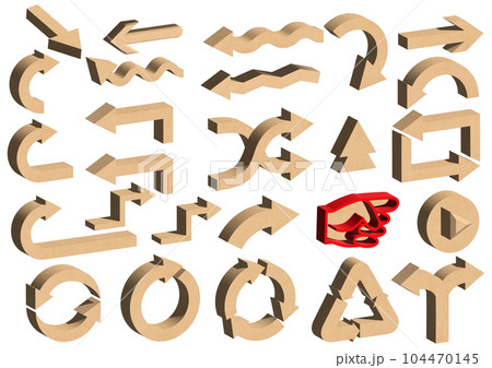 矢印 リサイクルマーク 段ボール素材の3Dイラストセット アイコン素材 矢印 リサイクルマーク 段ボール素材の3Dイラストセット アイコン素材 104470145