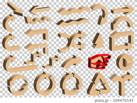 Arrow Recycle mark Cardboard material 3D illustration set Icon material 104470145
