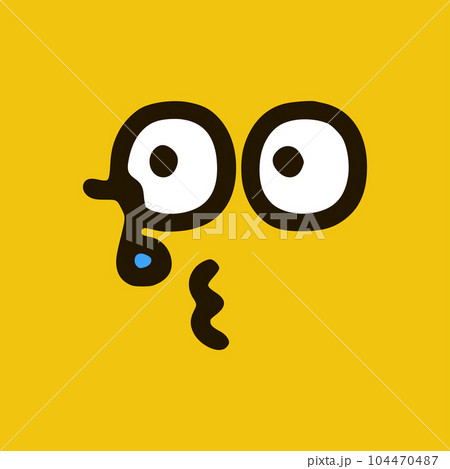 Music lover emoticon in doodle style. Cartoon face expressions isolated on yellow background 104470487