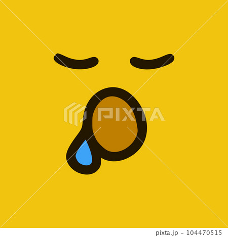 Sleeping emoticon in doodle style. Cartoon face expressions isolated on yellow background Sleeping emoticon in doodle style. Cartoon face expressions isolated on yellow background 104470515