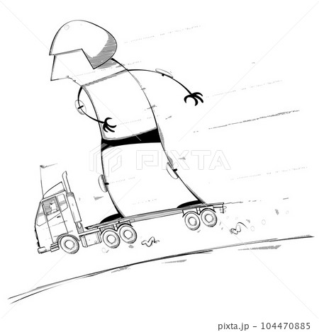 Skateboarder riding a speedy lorry Skateboarder riding a speedy lorry 104470885